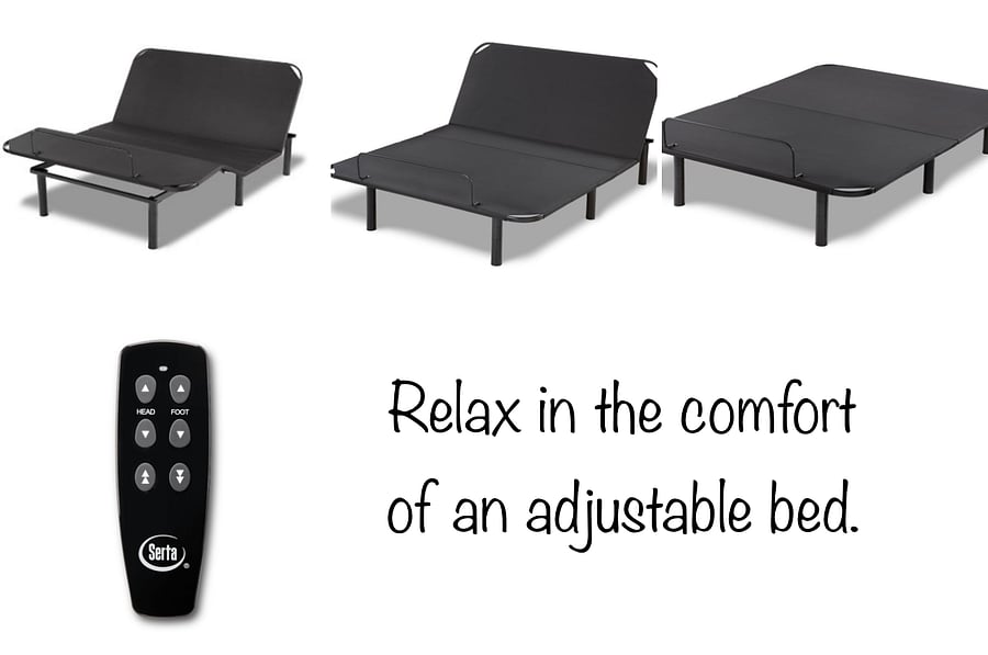 Bedroom 1 features an adjustable bed frame.