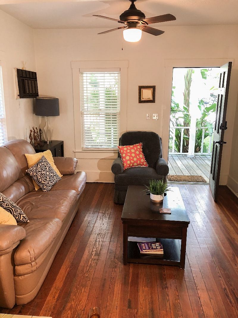 Living room with sofa bed and TV