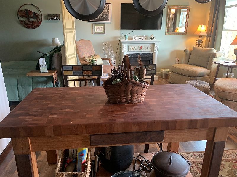 Kitchen Island End Grain Design, cherry & walnut made by host.