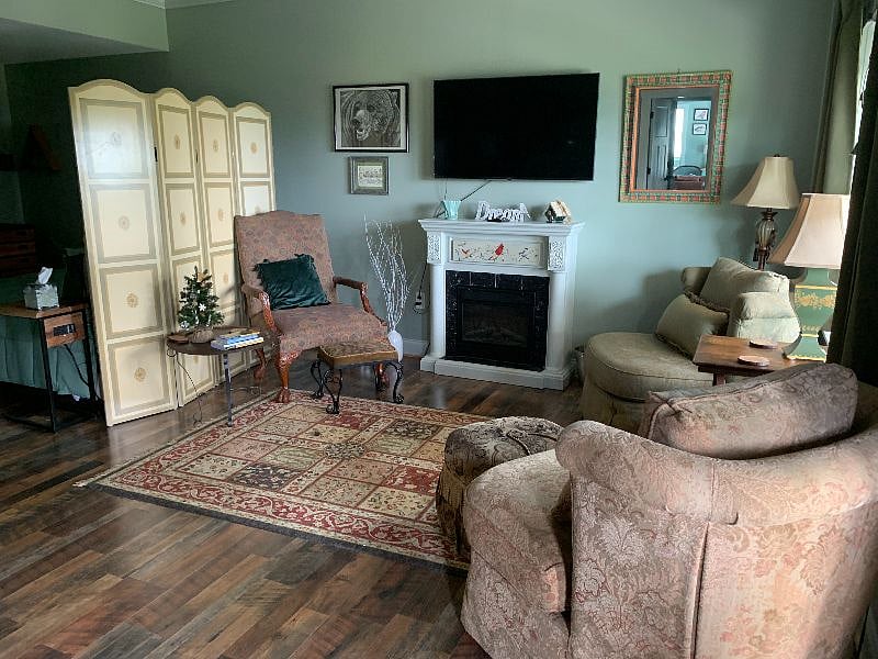 Very comfy chairs in living area.