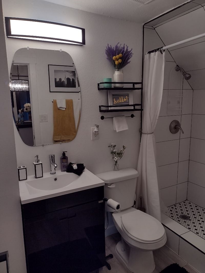 Bathroom with large shower