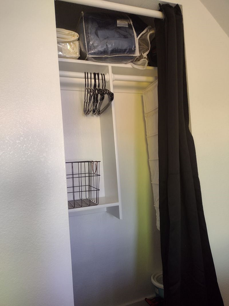 Bedroom closet that extends out on each side