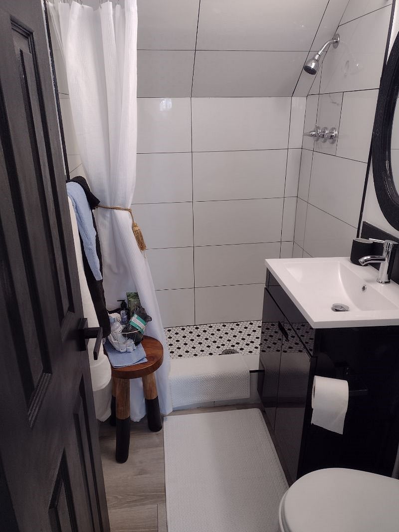 Bathroom with large shower