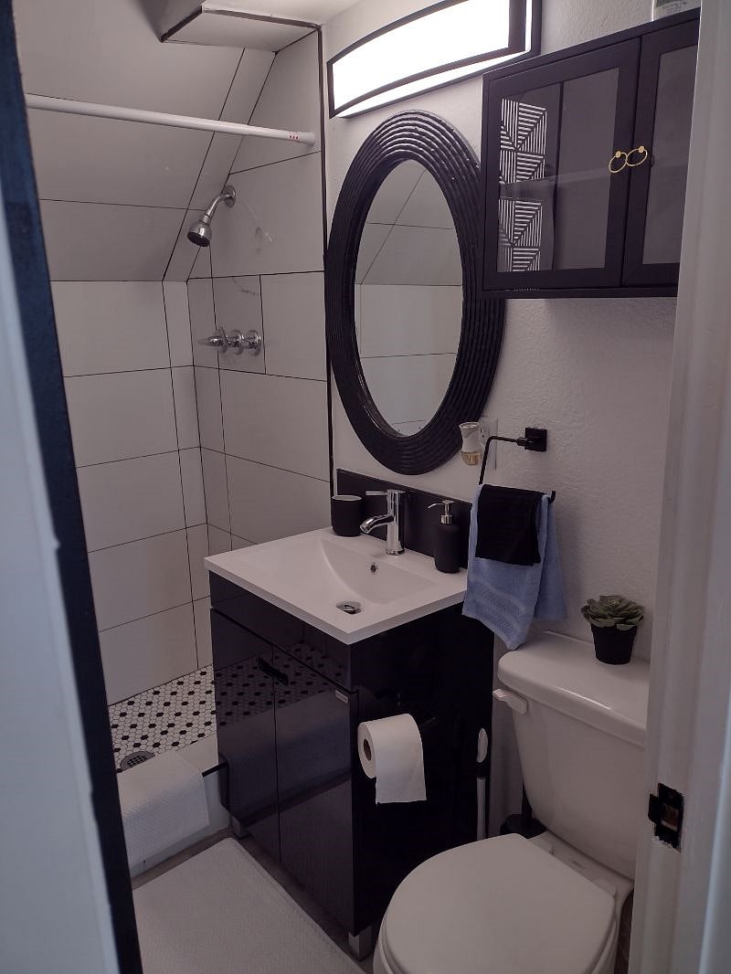 Bathroom with large shower
