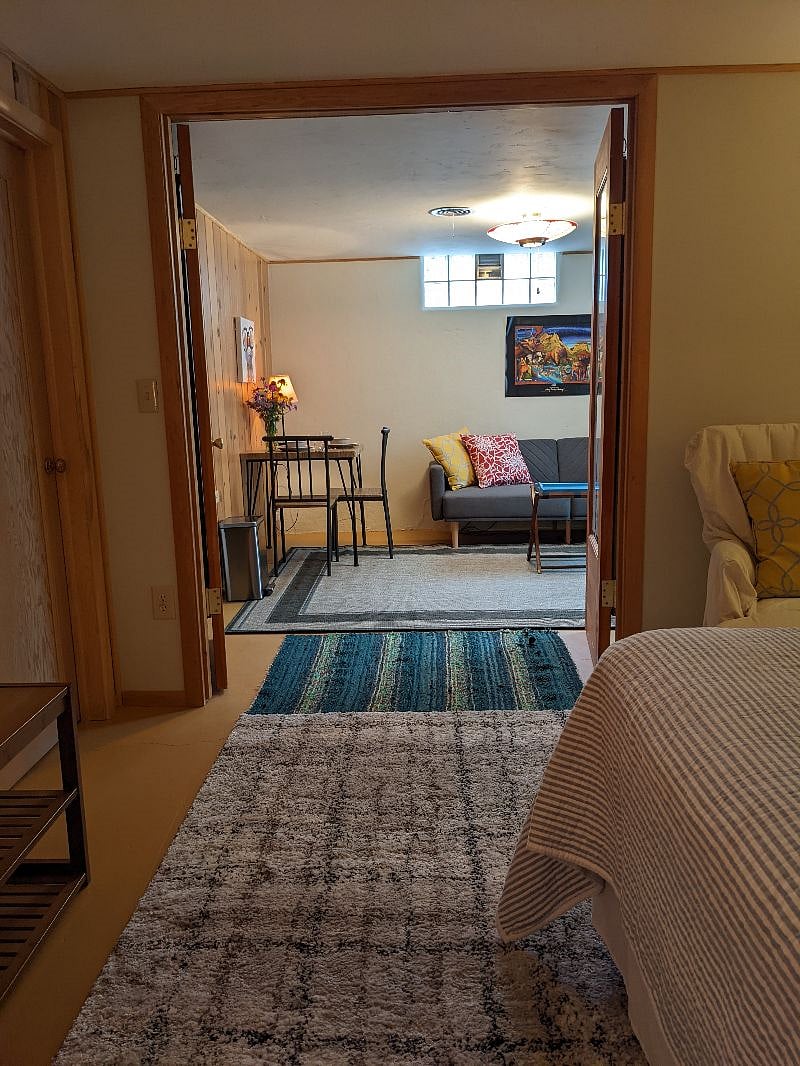 Looking into sitting room from bedroom.