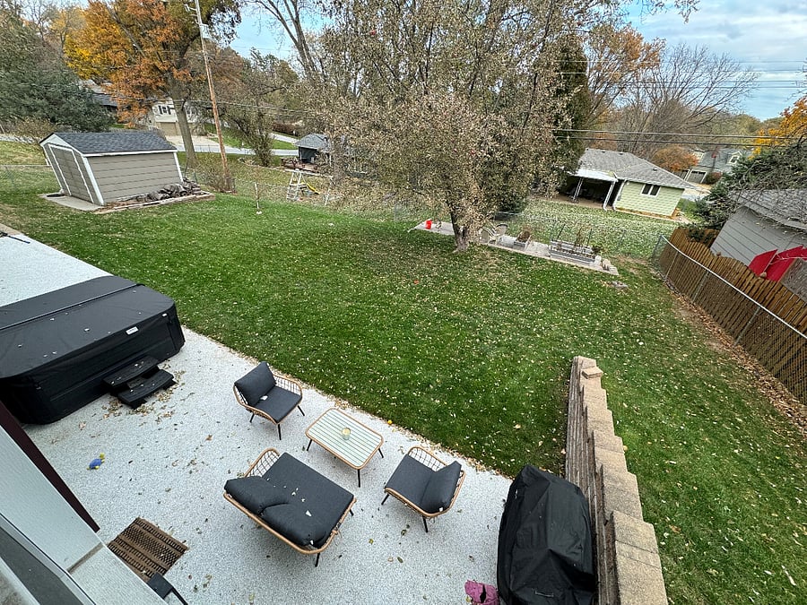 Large fenced backyard.