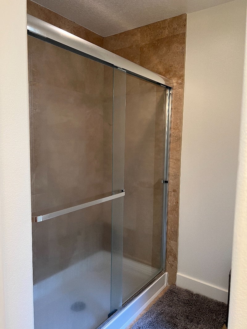 Shower with glass doors
