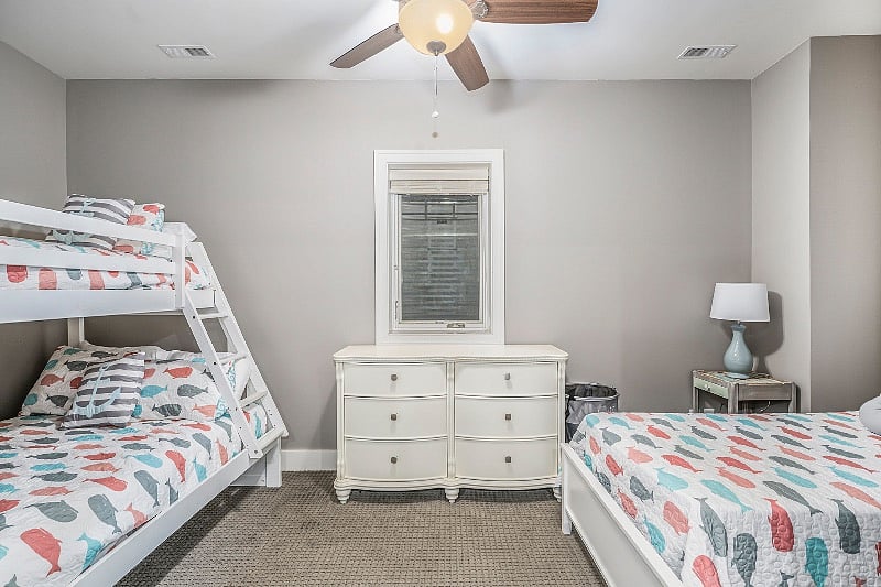 We call this space the kids Bunk room but adults can also get a comfortable sleep. 