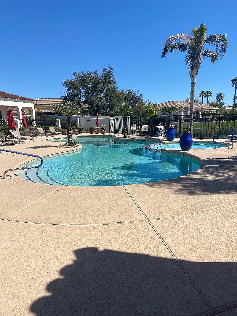 Pool with hot tub
