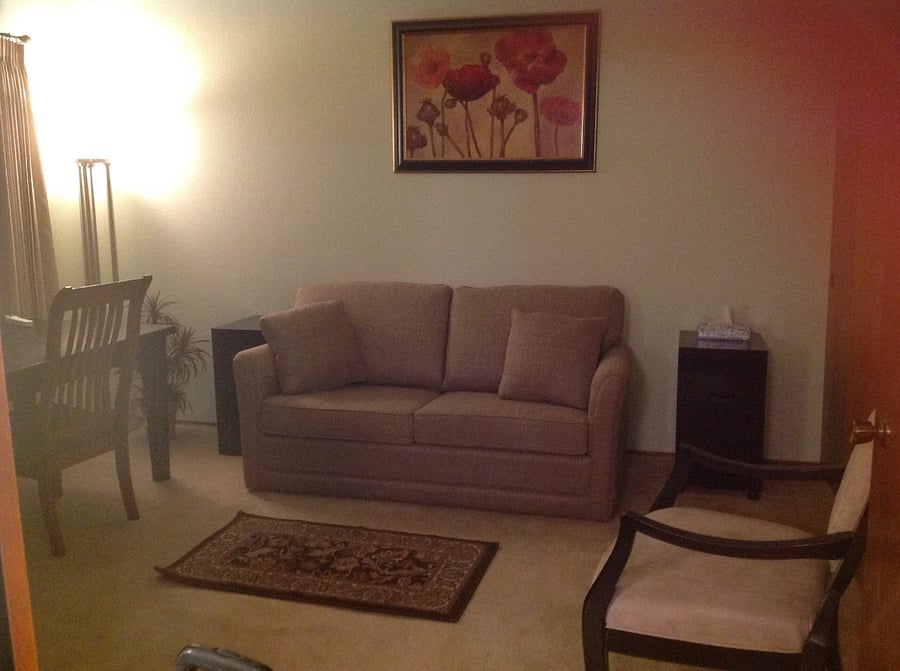 Office / Den Sofa Bed - double Bed with a large walk in closet. View of the Deck and mountain range