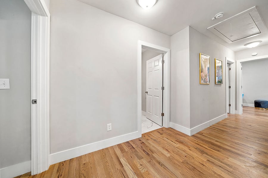 hallway and half bathroom entrance 