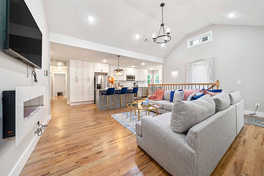 living room and kitchen view
