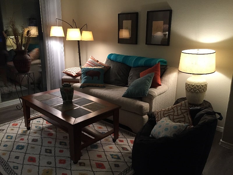 Living room with Southwestern colors and decor