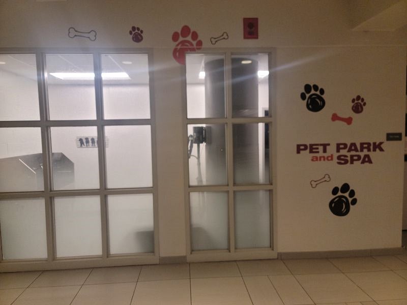 You can bathe, trim, and walk your dog in here. It's located in the 2nd floor of our building.