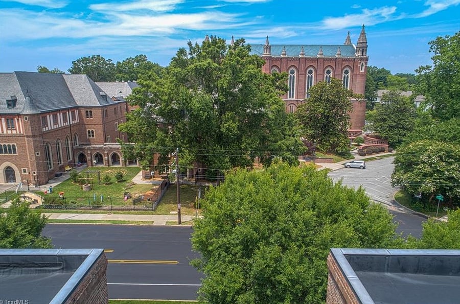Historical Presbyterian church across street 