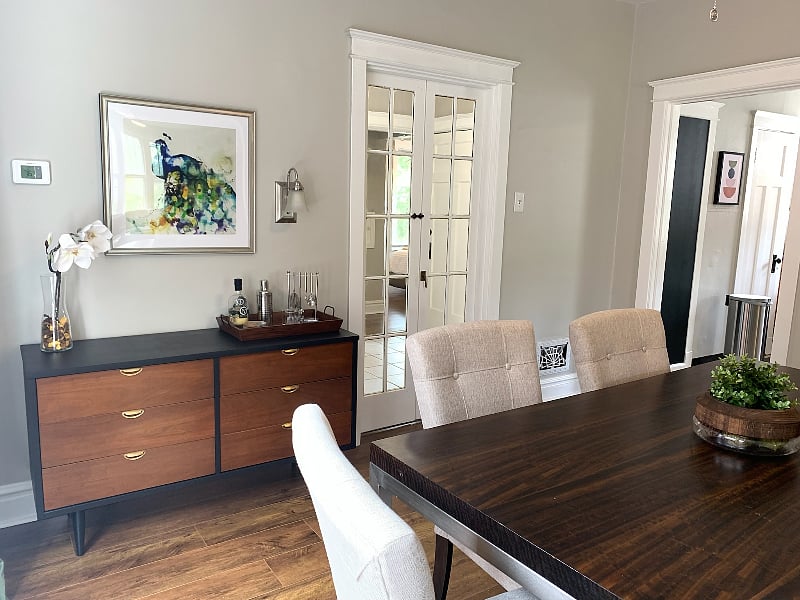 French doors leading to bathroom and bedrooms