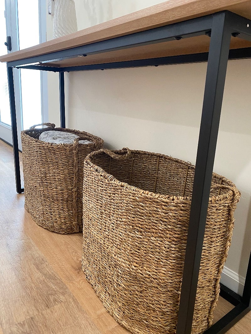 Storage baskets with extra linens