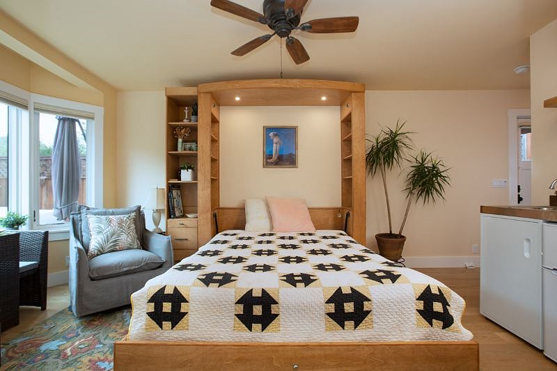 Bed has storage, comfortable firm queen mattress, lighting, USB outlet. Linens included.