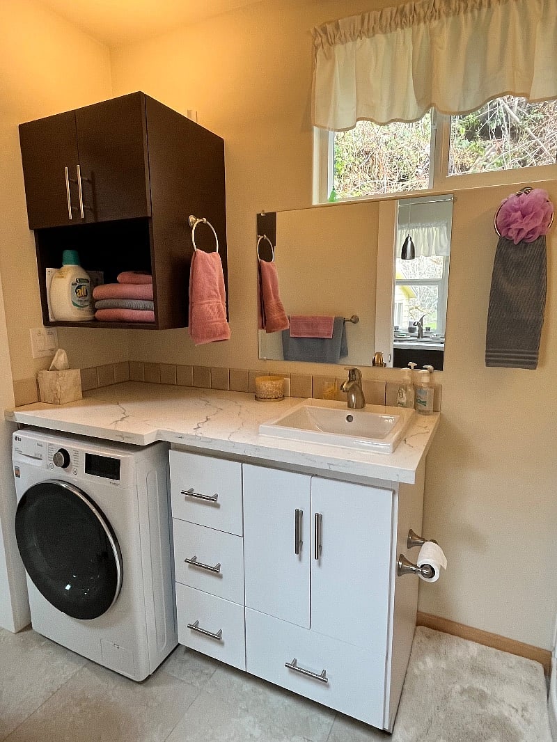 Washer/Dryer with sink and storage