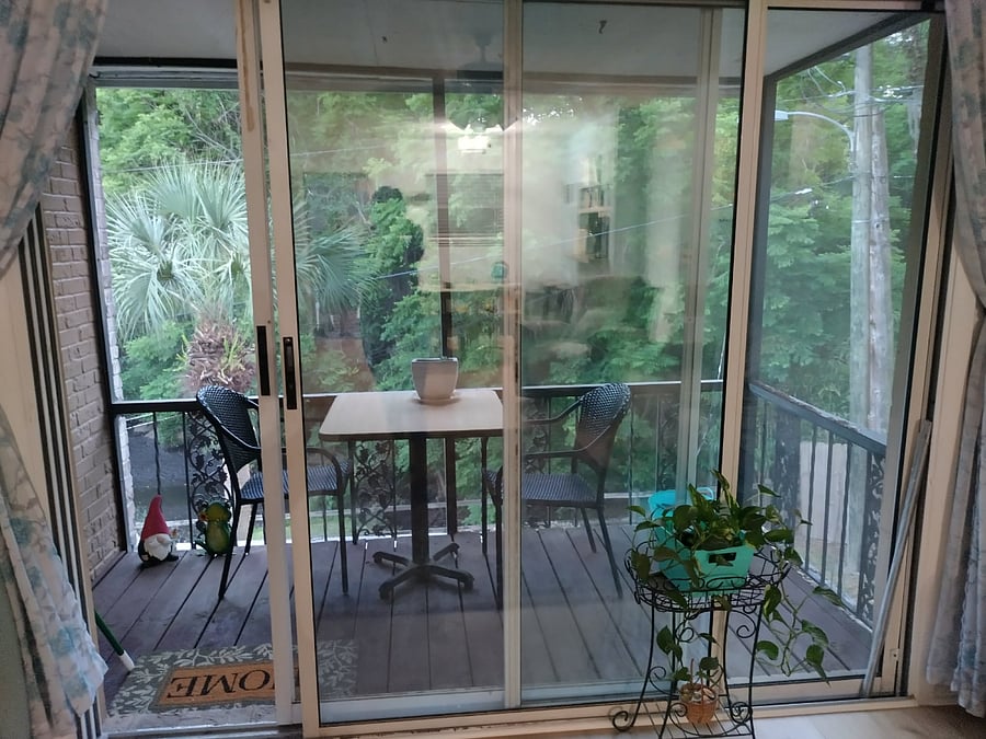 Patio with table, 2 chairs, and great view