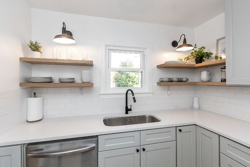 Kitchen - sink & floating shelves