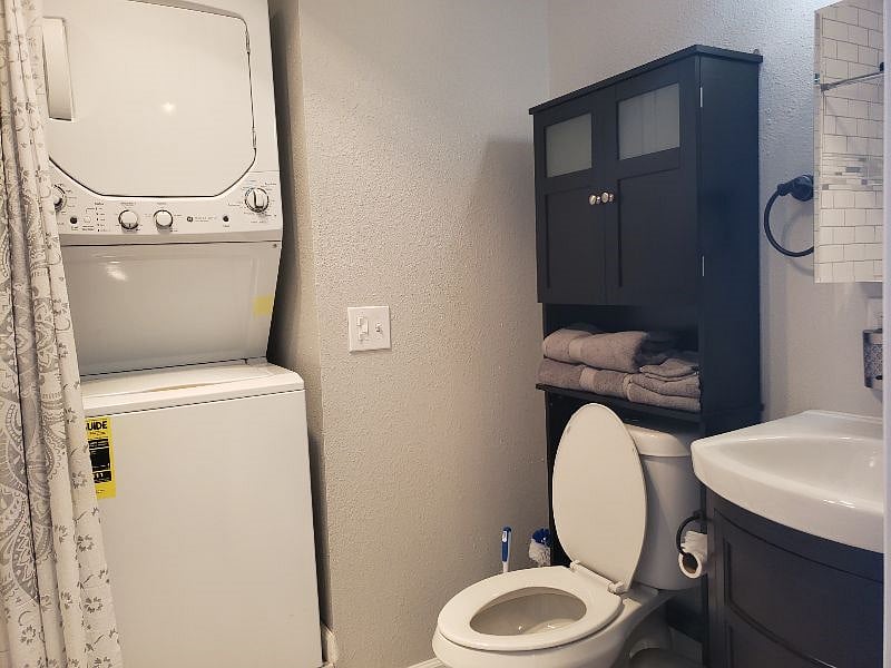Washer and dryer and bathroom