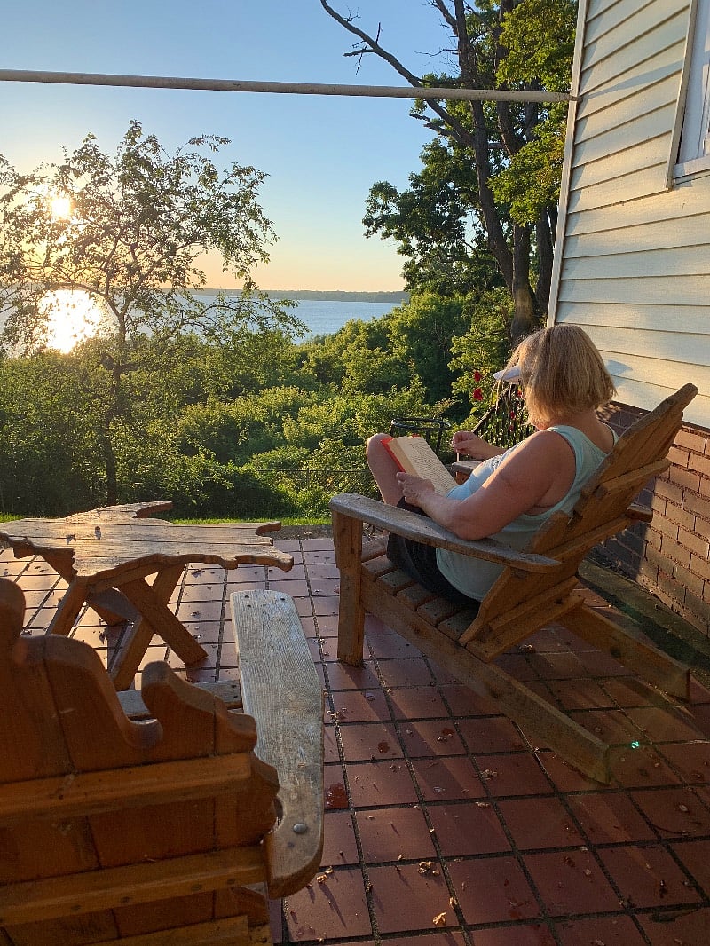Enjoying a terrace moment last summer.