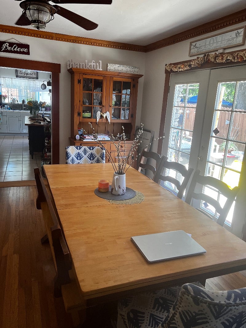 Dining room and kitchen