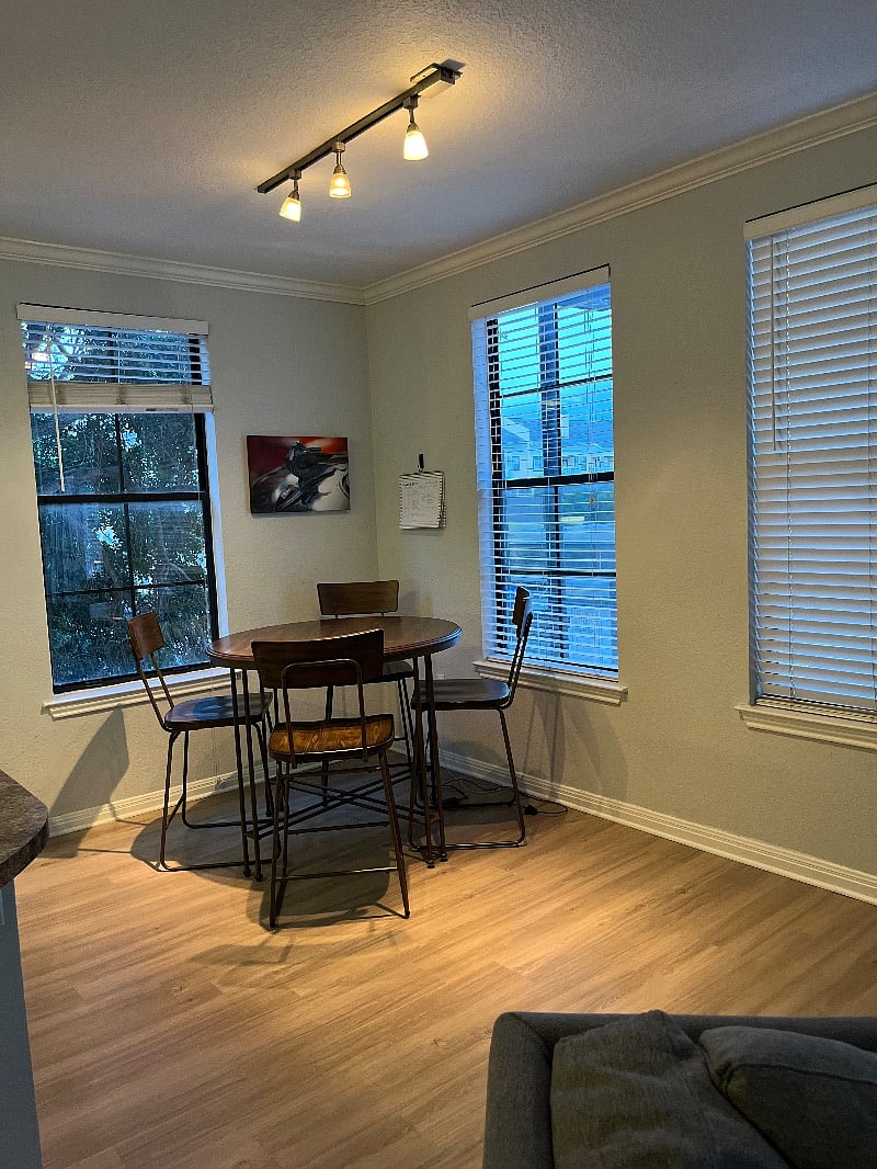 Dining area surrounded by windows!!
