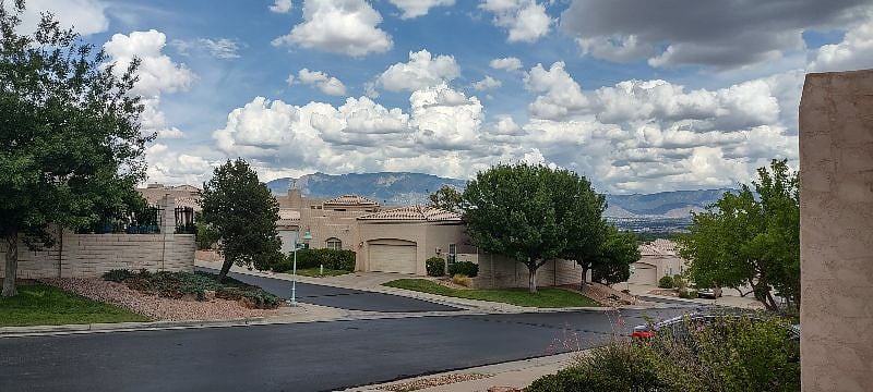 Magnificent view of the Sandias from the front of the house/entrance nook.