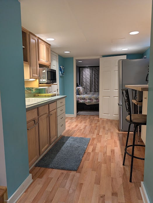 Galley Kitchen and Bedroom off of it