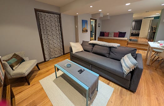 Greatroom with full view of the apartment layout