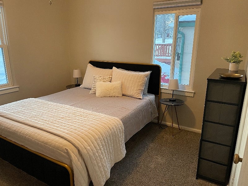 Bedroom 1 dresser with a full size closet