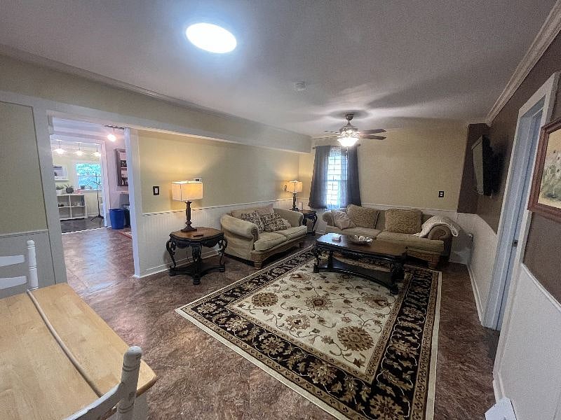 living room, dining room