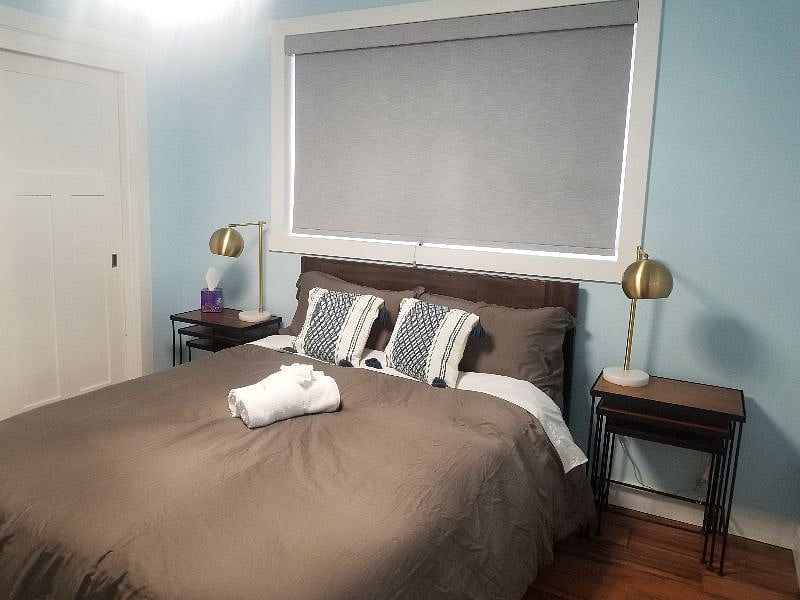Bedroom with blackout shades
