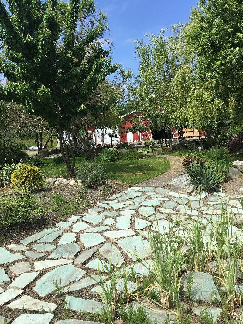 shared garden with firepit