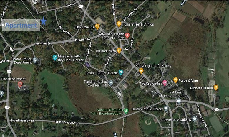 The apartment is a block away from Main Street with a variety of shops and restaurants.