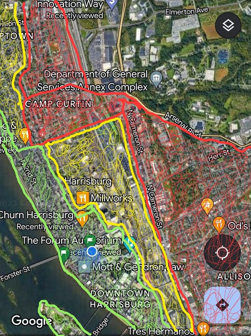 Whether you stay with us or not, we would like you to remain safe in your travels. To that end, I've put together a map of where we feel safe to walk or stay. Green is totally safe at all hours. Yellow we would use caution after dark. Red we would suggest avoiding at any time. That said, the red zones are pretty self contained. Walking in the green area along the river and in Midtown and Downtown is totally safe and serene. We've never had any crime issues here. This is the map I'd want to see if I were travelling here.
