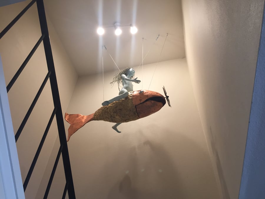 Staircase with artwork