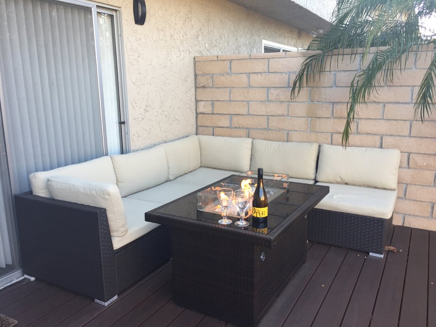 Patio with fire-table