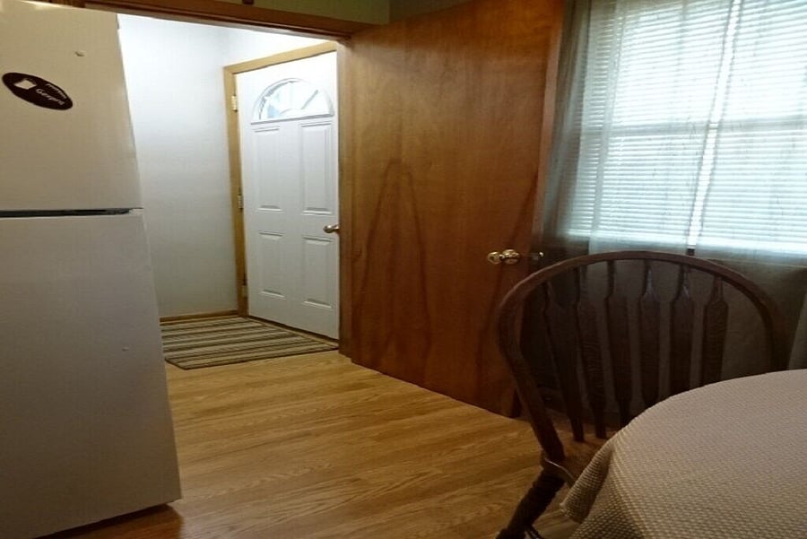 Outside door leading to basement.  Door locks from kitchen side

