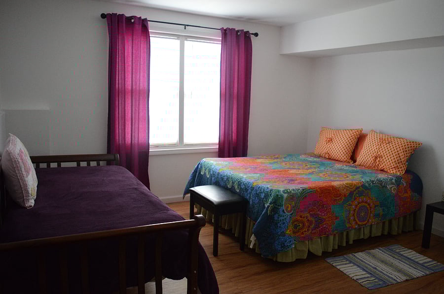 queen size bed with memory foam mattress.