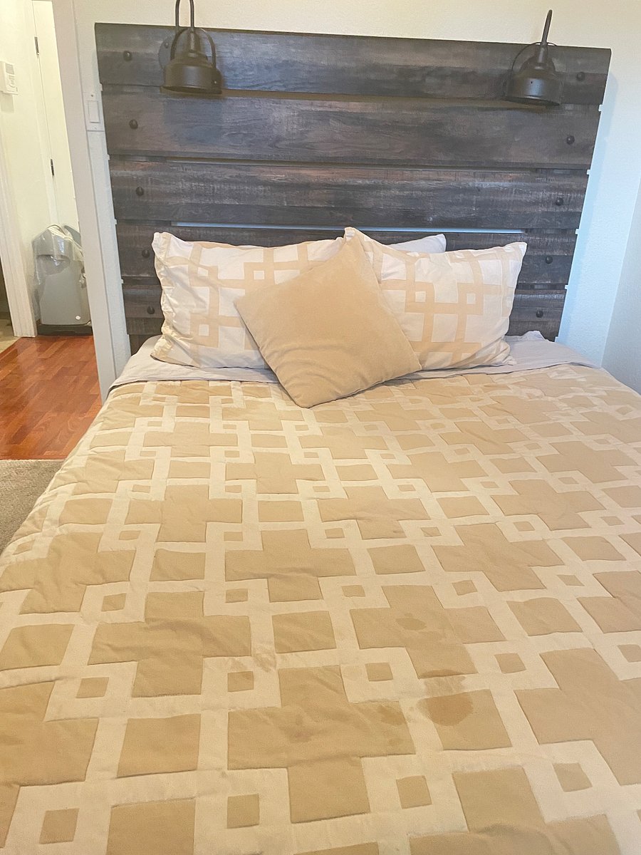 Spare room has a full bed,master bedroom has a queen with deep mattress