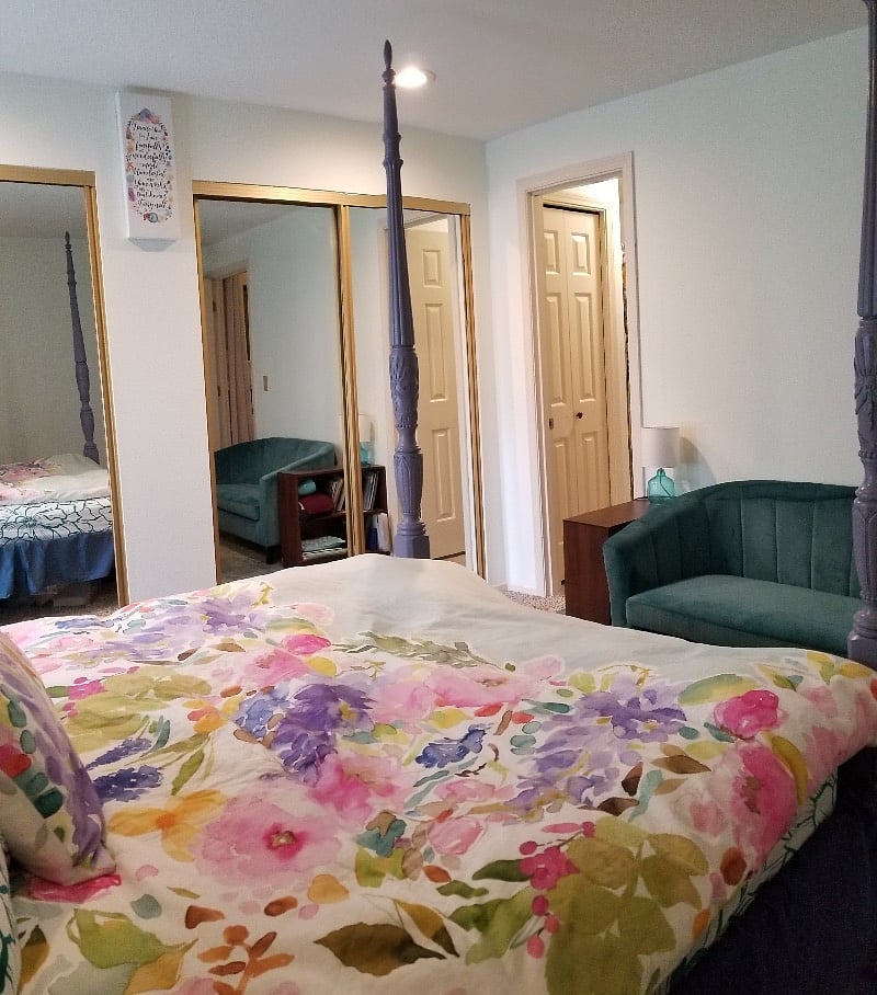 Closet mirrors & private bathroom access door from master bedroom