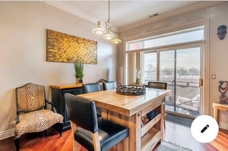Kitchen area leading to balcony