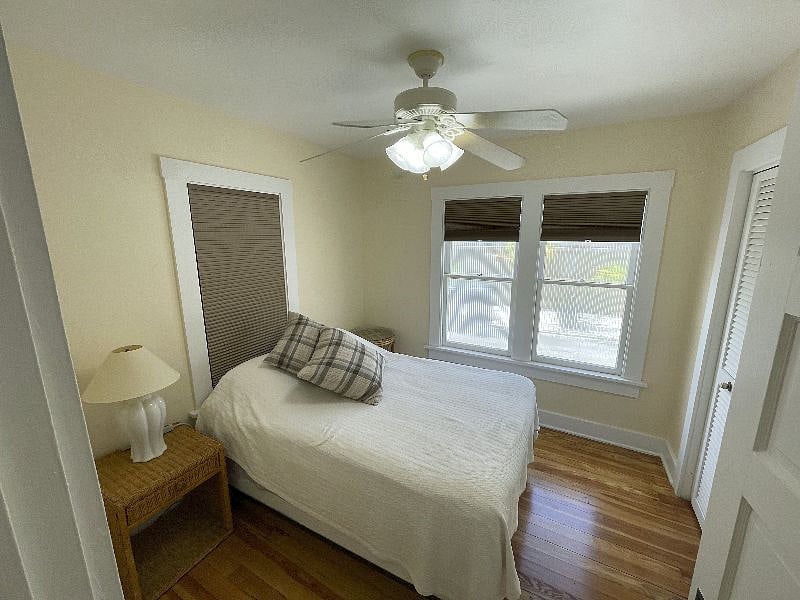 Guest bedroom with blackout shades, sleep all day