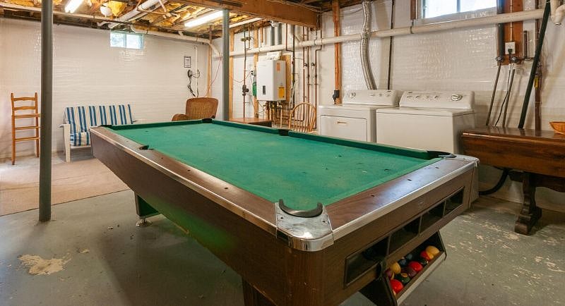 Full basement with new washer and dryer