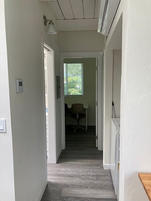 Hall way into closet/office space