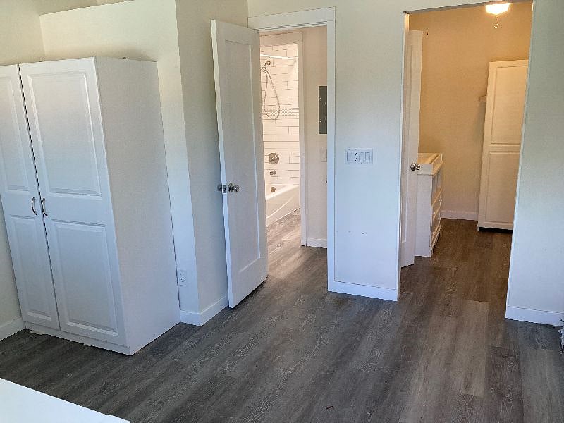 View from bedroom to hall and bath and master closet