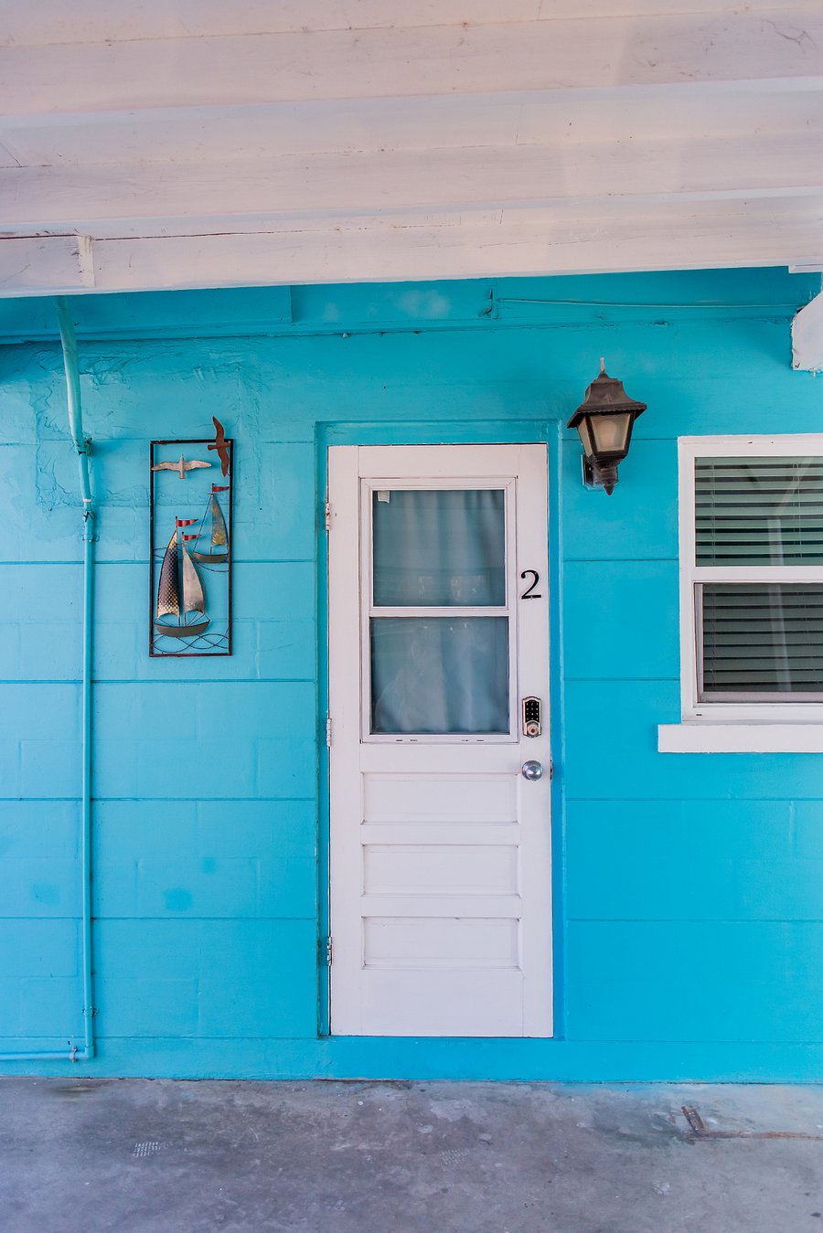 Entrance with keypad. 